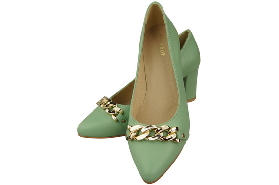 Classic Women's Pumps Shoes made of Natural Leather with a Gold Decorative Chain 200 ElitaBut