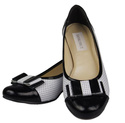 Obuwie Damskie Czółenka skóra naturalna Białe Czarne 732 ElitaBut