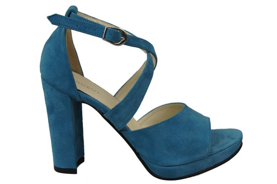 Obuwie Damskie Sandały Błekitne skóra naturalna Zamszowa 114 ElitaBut
