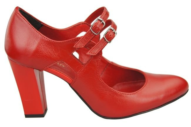 Obuwie Damskie Czółenka Czerwone Skóra Naturalna 105 ElitaBut