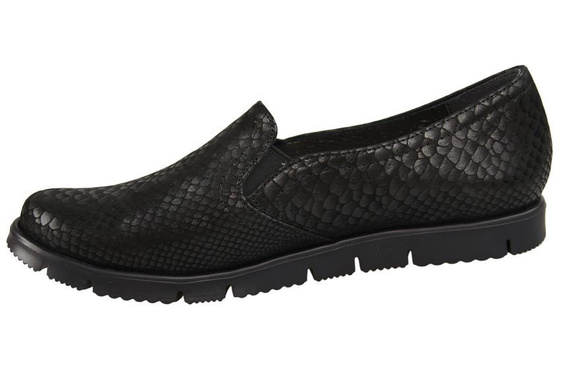 Obuwie Półbuty Damskie skóra naturalna Czarne Łuska 929 ElitaBut