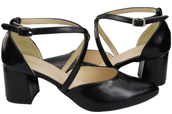 Elegant Leather Sandals with Open Sides on a Stable Heel 218 ElitaBut