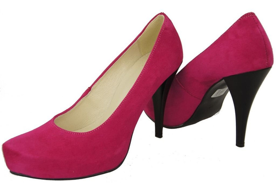 Obuwie Damskie Czółenka Purpurowe Skóra naturalna Zamszowa 644 ElitaBut