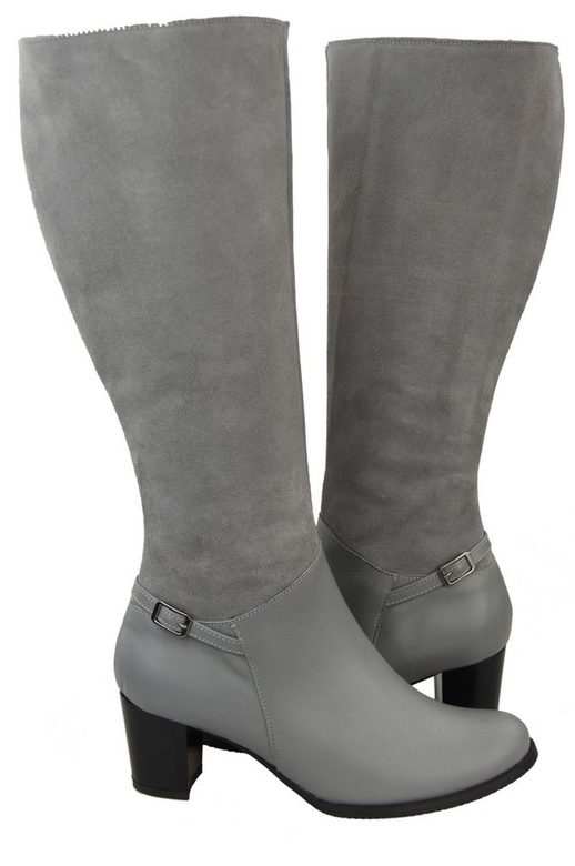 Obuwie Kozaki Damskie skóra naturalna 101 Popiel ElitaBut