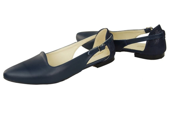 Obuwie Sandały Damskie Granatowe Skóra Naturalna 127 ElitaBut