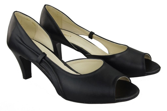 Obuwie Damskie Sandały Czarne Skóra Naturalna 566 ElitaBut