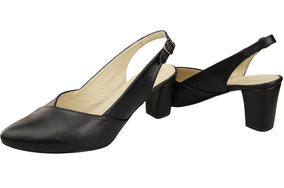 Obuwie Damskie Sandały Czarne na Słupku Skóra Naturalna 217 ElitaBut