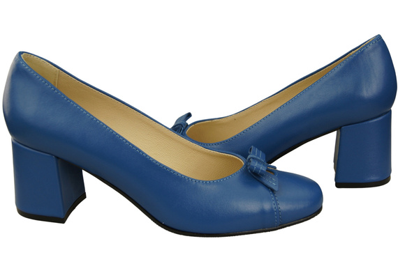 Women's Pumps with a Bow, Natural Leather and Low Heel 203 ElitaBut