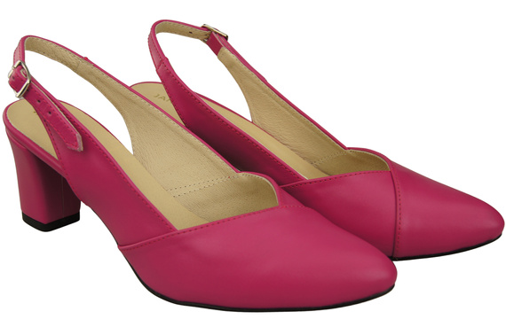 Obuwie Damskie Sandały Purpurowe na Słupku Skóra Naturalna 217 ElitaBut