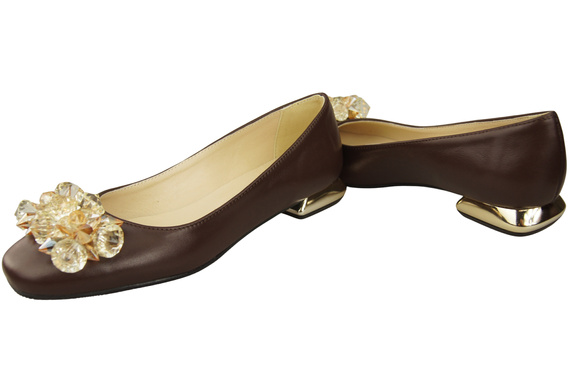 Women's Pumps with Crystals Flat Natural Leather 216 ElitaBut