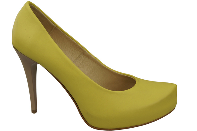 Obuwie Damskie Cytrynowe Czółenka Szpilki skóra naturalna 205 ElitaBut