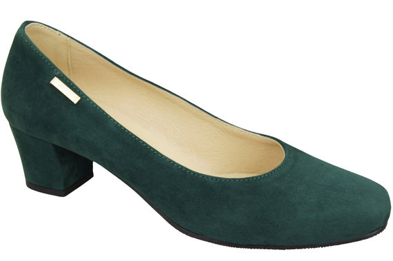 Wygodne Obuwie Damskie Czółenka Zielone Skóra naturalna Zamszowej 172 Z ElitaBut