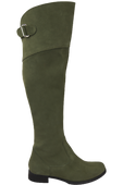 Obuwie Kozaki Damskie Oficerki Butelkowa Zieleń Muszkieterki Wysokie za kolano skóra naturalna Welurowa 154 ElitaBut