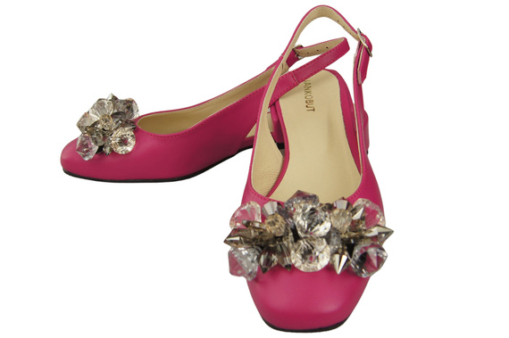 Obuwie Damskie Sandały Purpurowe z Kryształkami Skóra naturalna 215 ElitaBut