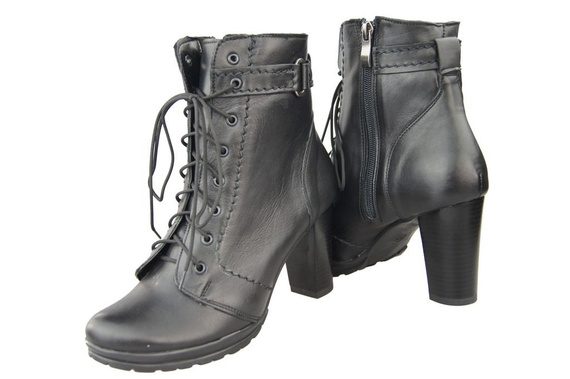 Obuwie Damskie Botki skóra naturalna Czarne 1012 ElitaBut