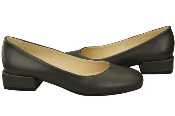 Wygodne Obuwie Damskie Czółenka Grafitowe Płaskie Skóra naturalna 204 ElitaBut