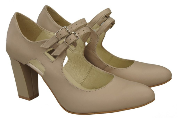 Obuwie Damskie Czółenka Cappuccino Lico Skóra Naturalna 105 ElitaBut