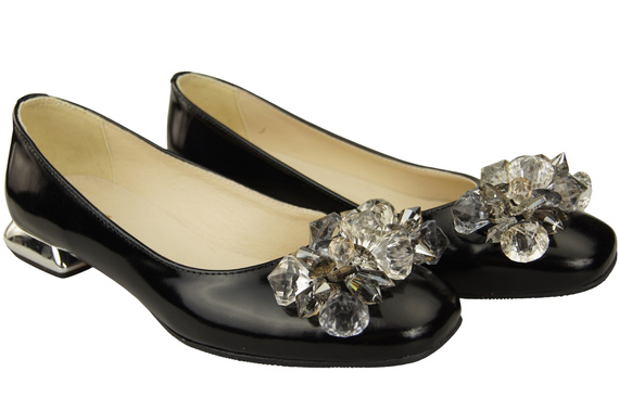 Women's Pumps with Crystals Flat Natural Leather 216 ElitaBut