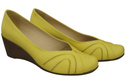 Buty na Koturnie Cytrynowe Czółenka Damskie z Naturalnej Skóry 828 ElitaBut