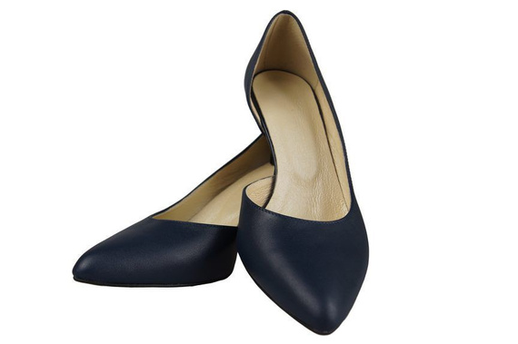 Obuwie Damskie Czółenka skóra naturalna Granatowe 900 ElitaBut