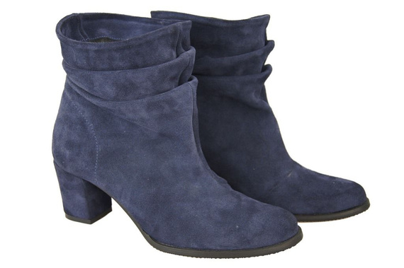 Obuwie Damskie Botki skóra naturalna Granatowe 986 ElitaBut