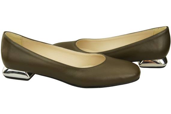 Flat Women's Shoes Pumps Decorative Heel Natural Leather 209 ElitaBut