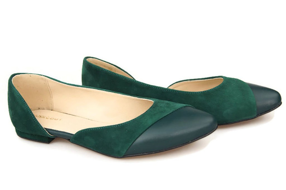 Obuwie Damskie Baleriny Czarne skóra naturalna Zamszowa 131 ElitaBut