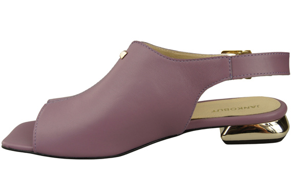 Wygodne Obuwie Damskie Sandały Lila Płaski Złoty Obcas Skóra naturalna 207 ElitaBut