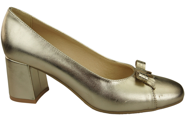 Women's Pumps with a Bow, Natural Leather and Low Heel 203 ElitaBut