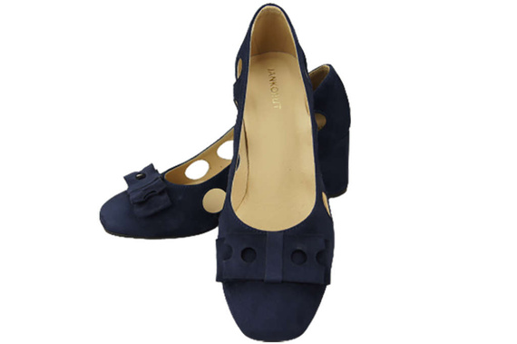 Obuwie Damskie Czółenka Granatowe Skóra naturalna zamszowa 182 ElitaBut
