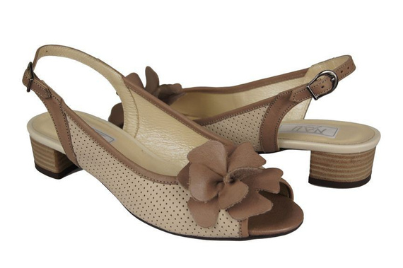 Obuwie Damskie Sandały skóra naturalna Cappuccino Beżowe 778 ElitaBut