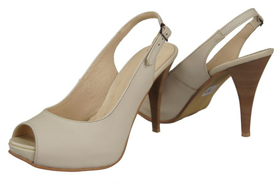 Obuwie Damskie Sandały skóra naturalna Beżowe 912 ElitaBut