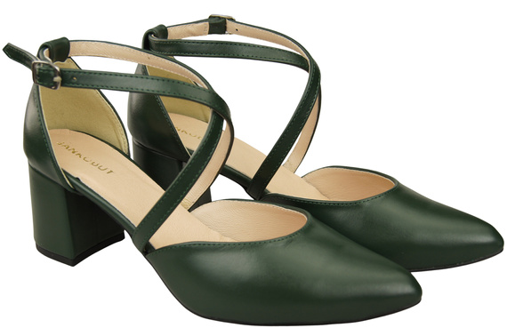 Elegant Leather Sandals with Open Sides on a Stable Heel 218 ElitaBut