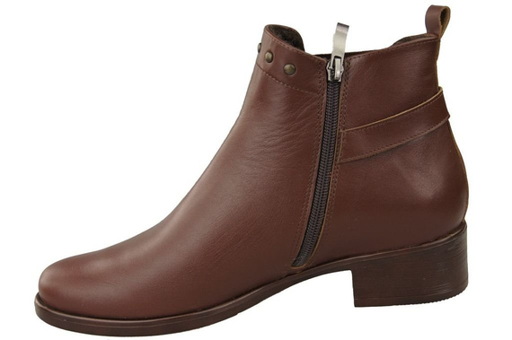 Obuwie Botki Damskie Skóra Naturalna Brąz 136 ElitaBut