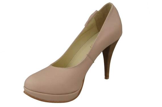 Obuwie Damskie Czółenka na Podsuwce skóra naturalna Róż Pudrowy 976 ElitaBut