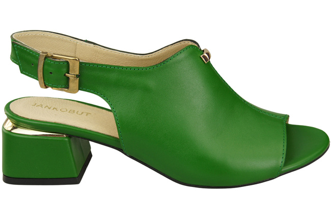 Obuwie Damskie Sandały Zielone złota klamra Skóra Naturalna 198 ElitaBut