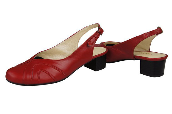 Obuwie Damskie Sandały skóra naturalna Czerwone 842 ElitaBut