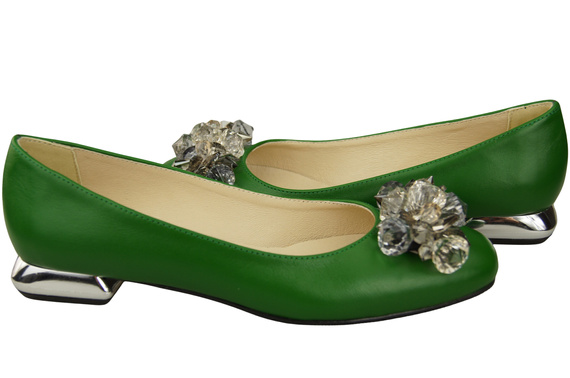 Women's Pumps with Crystals Flat Natural Leather 216 ElitaBut