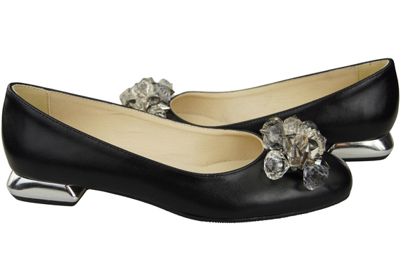 Women's Pumps with Crystals Flat Natural Leather 216 ElitaBut