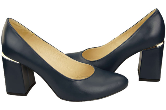Obuwie Damskie Czółenka Granatowe Skóra naturalna 179 ElitaBut