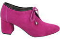 Obuwie Damskie Półbuty Purpurowe  Skóra naturalna welurowa 183 ElitaBut