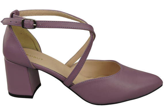 Elegant Leather Sandals with Open Sides on a Stable Heel 218 ElitaBut