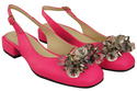 Obuwie Damskie Sandały Neonowy Róż z Kryształkami Skóra naturalna 215 ElitaBut