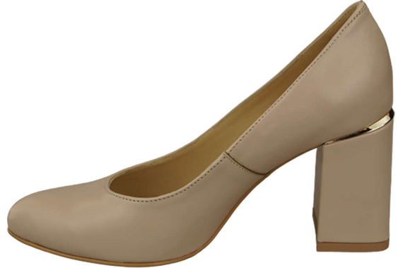 Obuwie Damskie Czółenka Cappuccino Jasne Skóra naturalna 179 ElitaBut