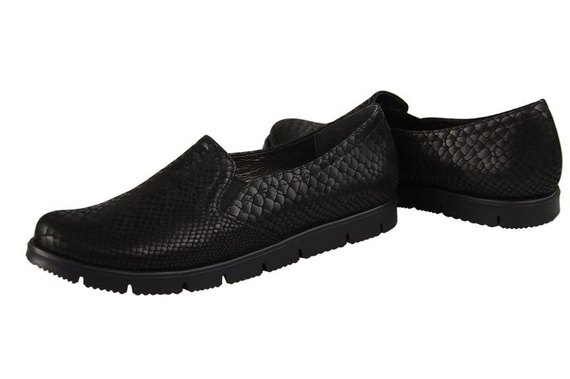 Obuwie Półbuty Damskie skóra naturalna Czarne Łuska 929 ElitaBut