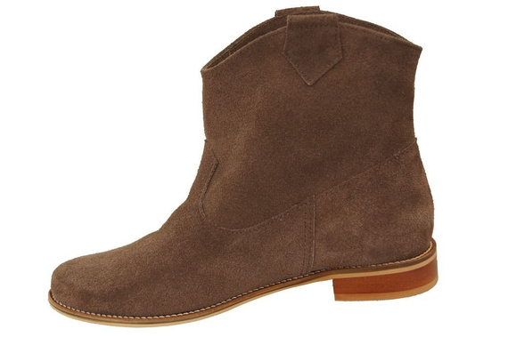 Obuwie Botki Damskie Orzechowe Wiosna / Jesień skóra naturalna welurowa 132 L ElitaBut