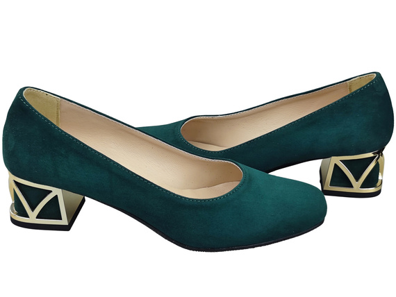 Comfortable Women's Shoes Pumps with Decorative Heel Natural Suede Leather 219 From ElitaBut