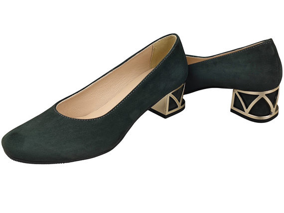 Comfortable Women's Shoes Pumps with Decorative Heel Natural Suede Leather 219 From ElitaBut