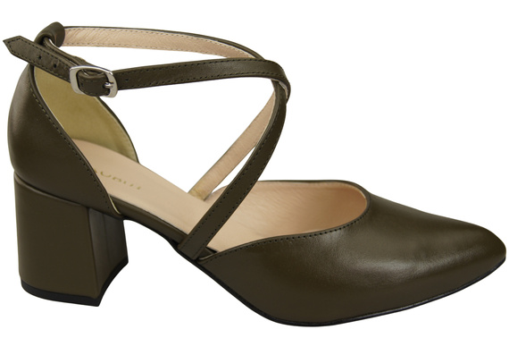 Elegant Leather Sandals with Open Sides on a Stable Heel 218 ElitaBut