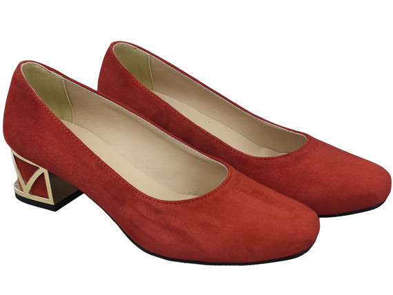 Comfortable Women's Shoes Pumps with Decorative Heel Natural Suede Leather 219 From ElitaBut